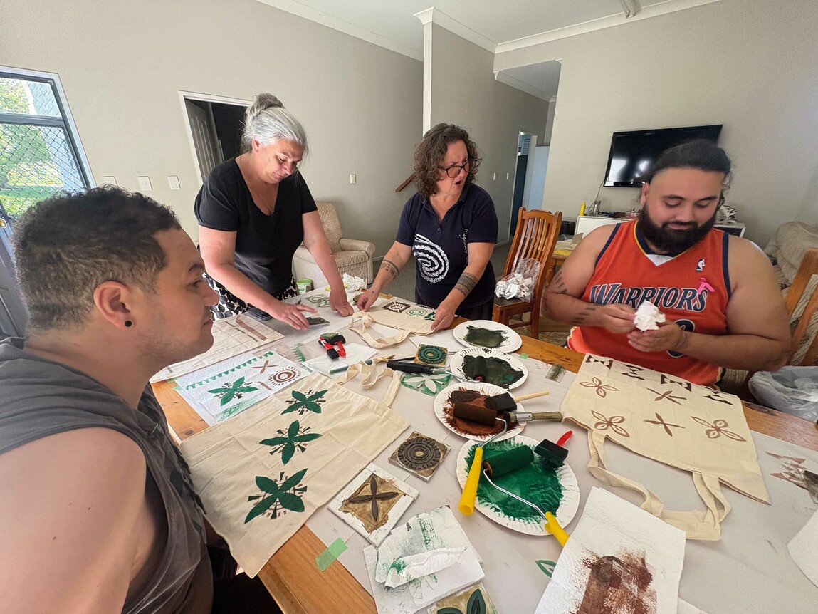 Isaac Te Awa, Sue Pearson, Pauline Reynolds and Doron Riki-Semu in Awhitu. Photo: Cora-Allan