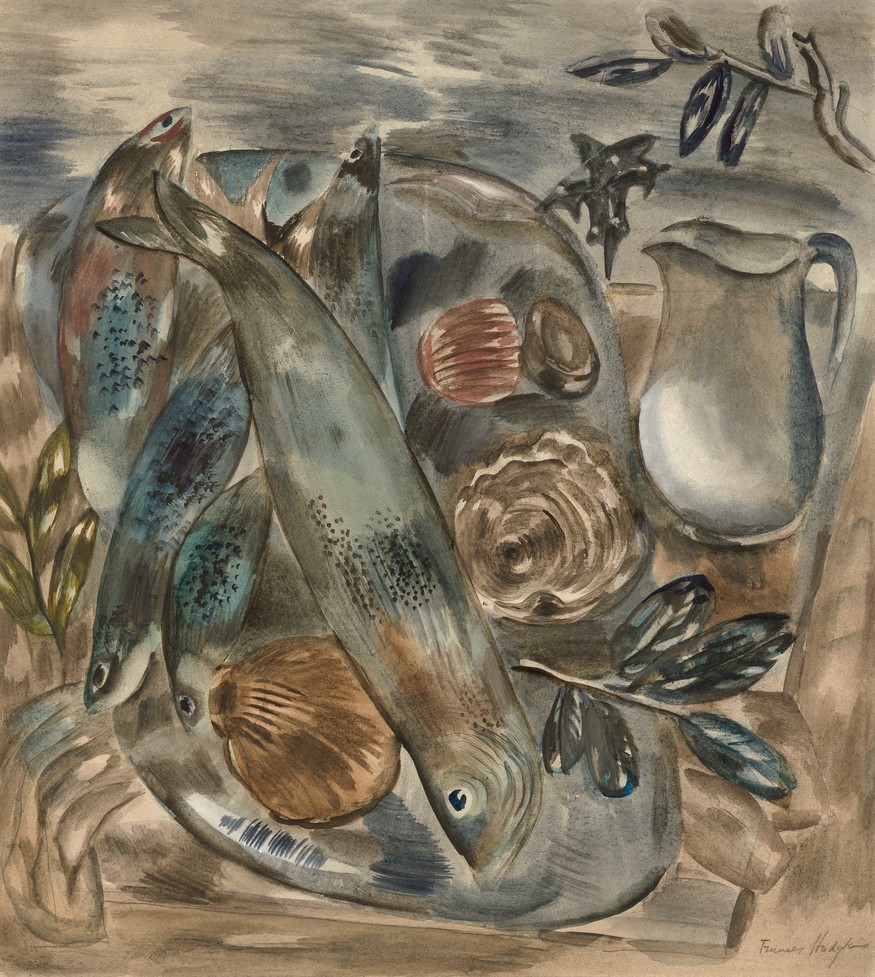 Frances Hodgkins Still Life, Fish and Shells 1933. Watercolour. Collection of Christchurch Art Gallery Te Puna o Waiwhetū, on loan from the British Council Collection, London