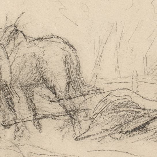 Petrus van der Velden Ploughing Charcoal. Collection of Christchurch Art Gallery Te Puna o Waiwhetū; presented by the family of A. F. Nicoll, 1960.