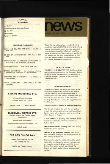Canterbury Society of Arts News, number 1, May 1965
