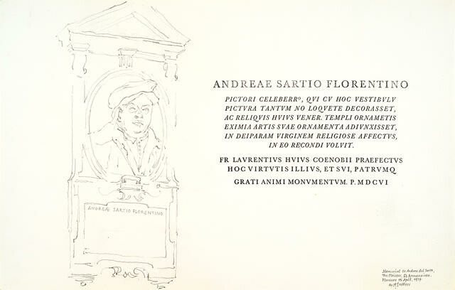 Memorial to Andrea Del Sarto, The Cloister, SS Annunziata, Florence, 15 April 1974