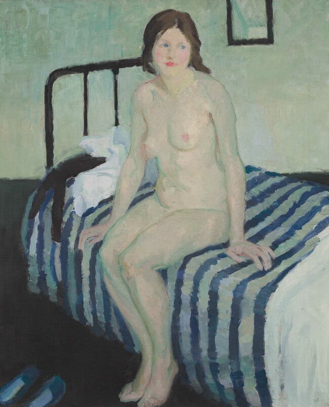 Edith Collier Girl Sitting On a Bed 1917–18. Oil on canvas. Collection of the Edith Collier Trust, in the permanent care of Te Whare o Rehua Sarjeant Gallery