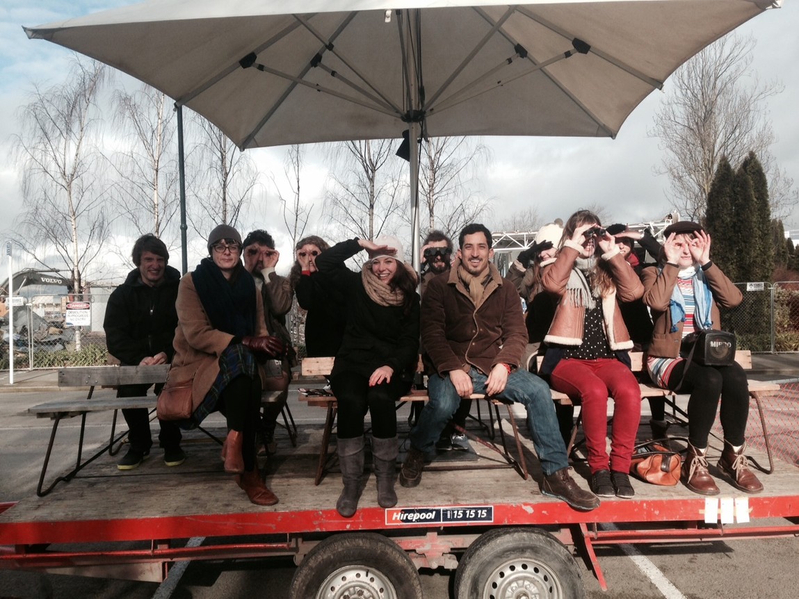 Alejandro Haiek-Coll and GapFiller Instant public space; pop-up grandstand outside the demolition of Centennial Pool 14 July 2014