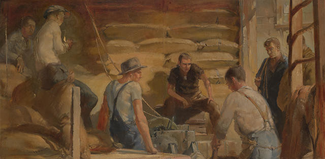 Men in a Grain Store