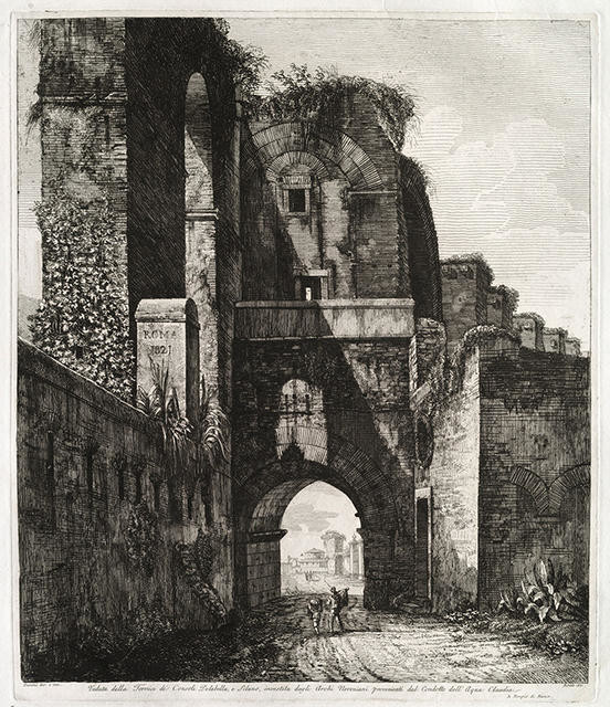 Veduta della Fornice de’ Consoli Dolabella, e Silano, investita dagli Archi Neroniani provenienti dal Condotto dell’ Aqua Claudia