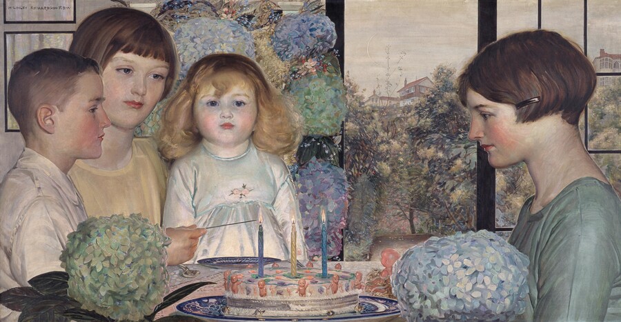 Harry Linley Richardson Cynthia’s Birthday 1926–7. Oil on canvas. Collection of Christchurch Art Gallery Te Puna o Waiwhetū, presented by the Canterbury Society of Arts, 1932