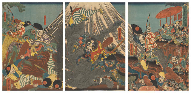 Yoritomo's Hunting Party on the Plain of Mount Fuji by Yoshitora Utagawa