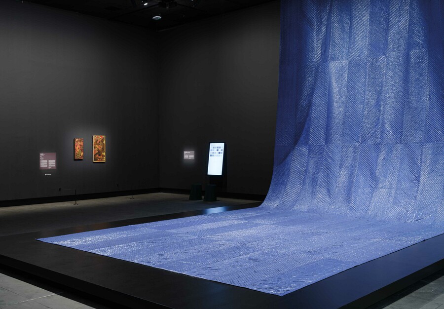 Mataaho Collective Kiko Moana 2017. Polyethene tarpaulin, cotton thread. Collection of Te Papa Tongarewa Museum of New Zealand