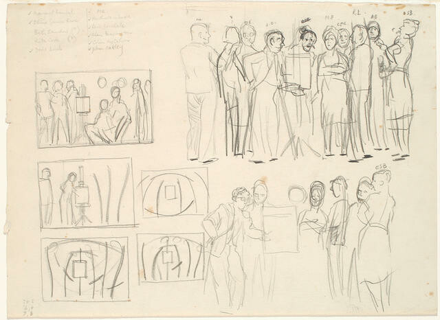 Compositional studies for ‘Homage to Frances Hodgkins’