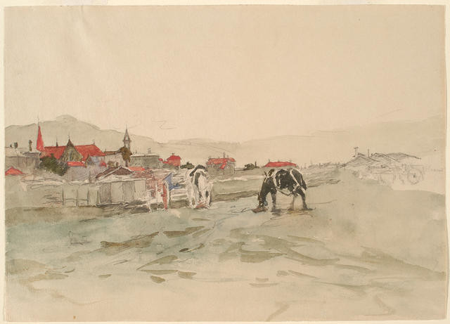 Wellington Landscape With Grazing Horse, Horse And Dray