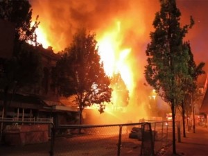 Fire breaks out on Christchurch's High street.