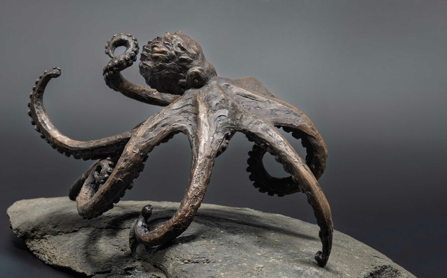 Piri Cowie Te Wheke – Aro Hā Series 2024. Bronze on karā (basalt). Courtesy of the artist