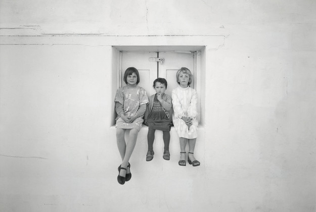 Laurence Aberhart Kamala, Astral and Charlotte, Lyttelton, October 1981. 8 x 10" contact print. Collection of Christchurch Art Gallery Te Puna o Waiwhetu, purchased 2016