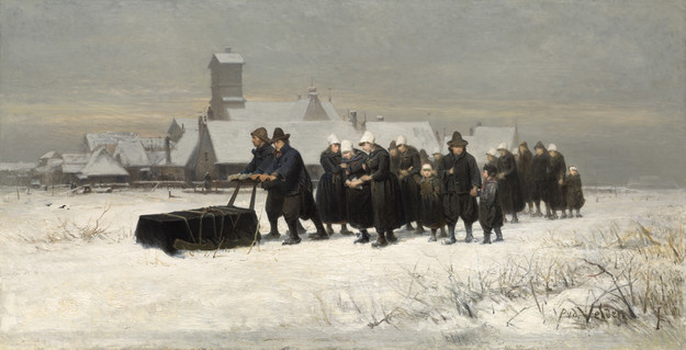 Petrus van der Velden Burial in the Winter on the Island of Marken (The Dutch Funeral) 1875. Oil on canvas. Collection of Christchurch Art Gallery Te Puna o Waiwhetū, gift of Henry Charles Drury van Asch, 1932