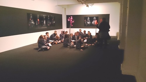 Students from St Andrew's College hear about Edwards + Johann's show in our Tuam Street space.