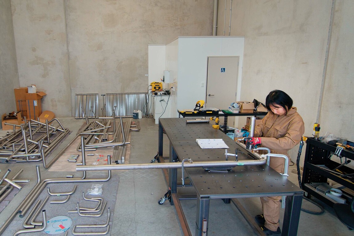 Yona Lee at work in her Tāmaki Makaurau Auckland studio in 2024. Photo: Belmont Productions Ltd.