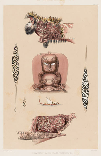 Ornamental Canoe Heads, Paddles &c.