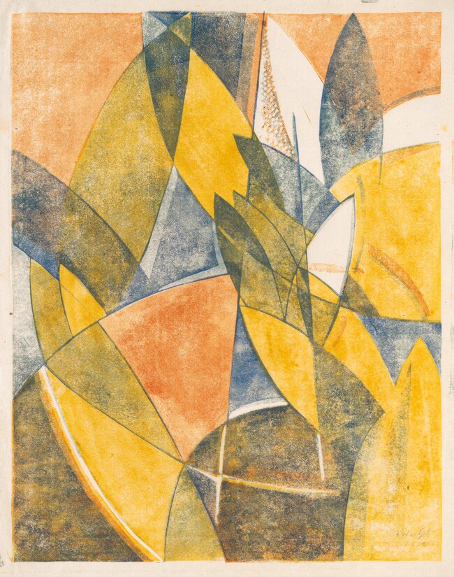 Frank Weitzel Abstract Design 1931. Linocut. Collection of Christchurch Art Gallery Te Puna o Waiwhetū, gift of Rex Nan Kivell, 1953