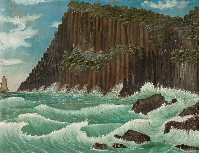 Stylised Seascape With Rocks and Boat