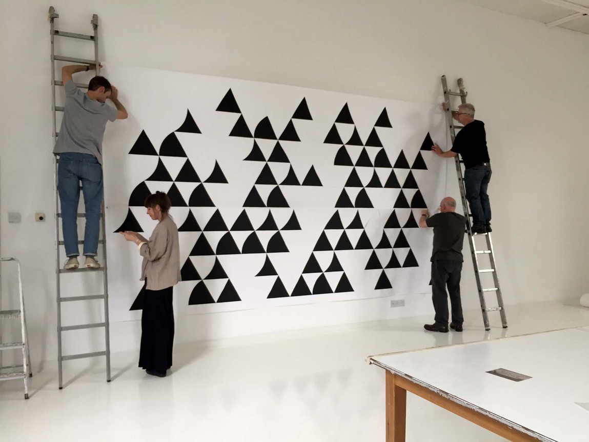 Visiting Bridget Riley’s London studio with donors in 2016