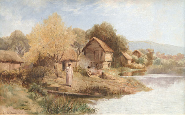 Native Village By A Lake
