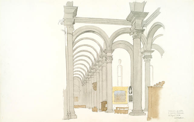 Interior, an aisle, S Spirito, Florence, 12 April 1974