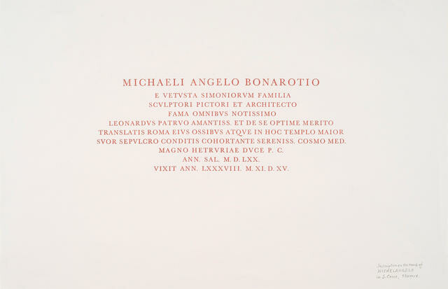 Inscription On The Tomb Of Michelangelo In S Croce, Florence
