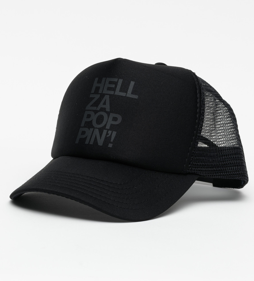 Black Mesh Trucker Cap - 'Hellzapoppin'! - Flying Nun