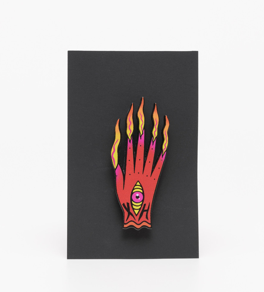 Flaming Hand Enamel Pin  –  Xoë Hall