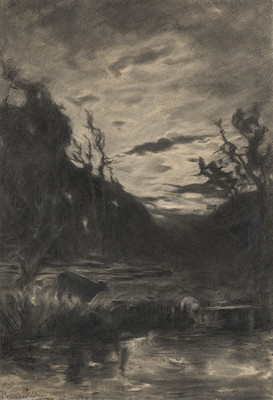 Petrus van der Velden Nor'western Sky (1890) Charcoal, collection Christchurch Art Gallery Te Puna o Waiwhetū, gifted by Jenny Wandl, Tricia Wood and Tim Lindley in honour of their grandfather, Harold Gladstone Bradley of Bradley Bros, Christchurch, 2014