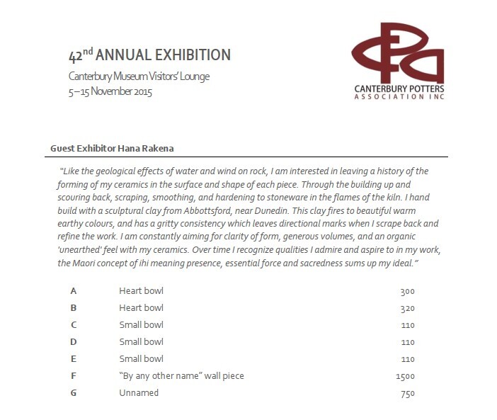Canterbury Potters Association exhibition 2015