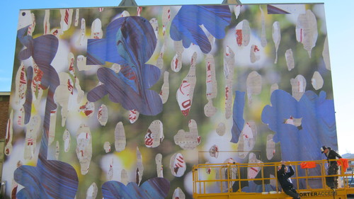 Tjalling de Vries Tjalling is Innocent (in progress) 2012. Paper collage. Back wall of CoCA, viewable from Worcester Boulevard. A Christchurch Art Gallery Outer Spaces project in association with CoCA.