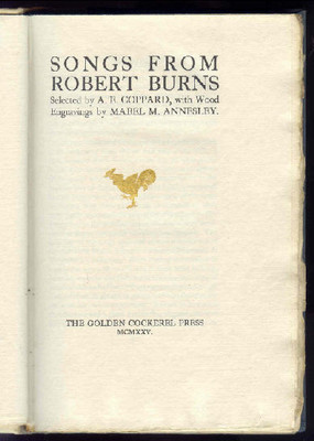 Title page of Songs of Robert Burns, Golden Cockerel Press, 1925