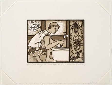 Robin White I Am Doing The Washing 1983. Woodcut