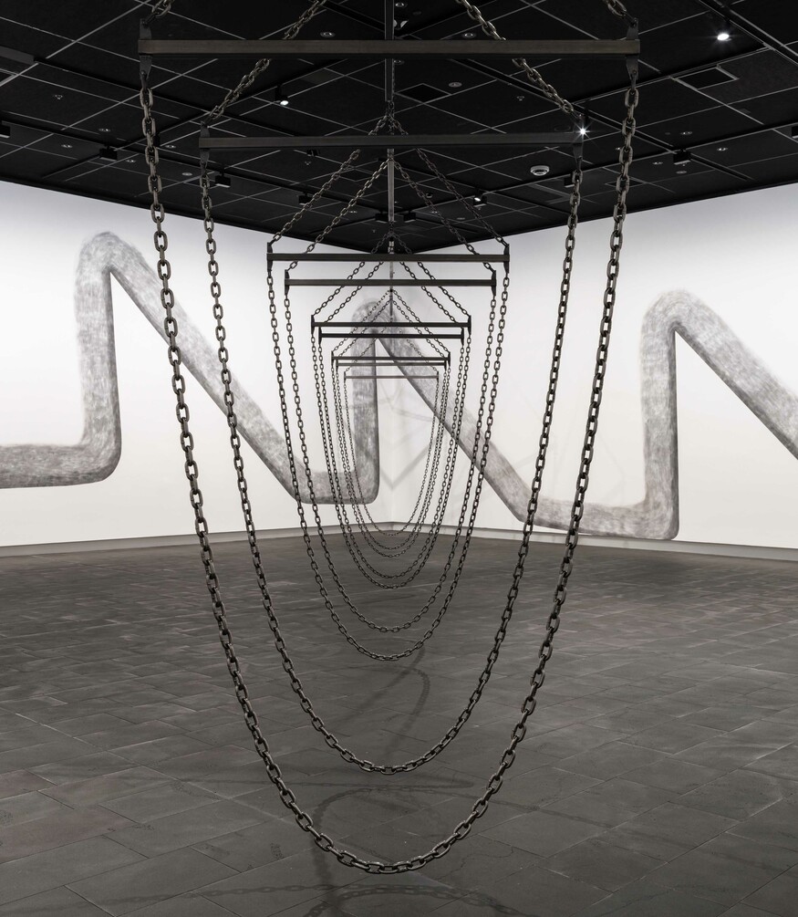 Installation view of Ana Iti: Ngahere Behind a Pile of Metal at Christchurch Art Gallery Te Puna o Waiwhetū, 2026