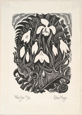 Eileen Mayo New Year 1949. Wood-engraving. Collection of Christchurch Art Gallery Te Puna o Waiwhetū, presented by Rex Nan Kivell 1953