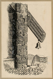 Corner Post Of Meeting House With Bell Board