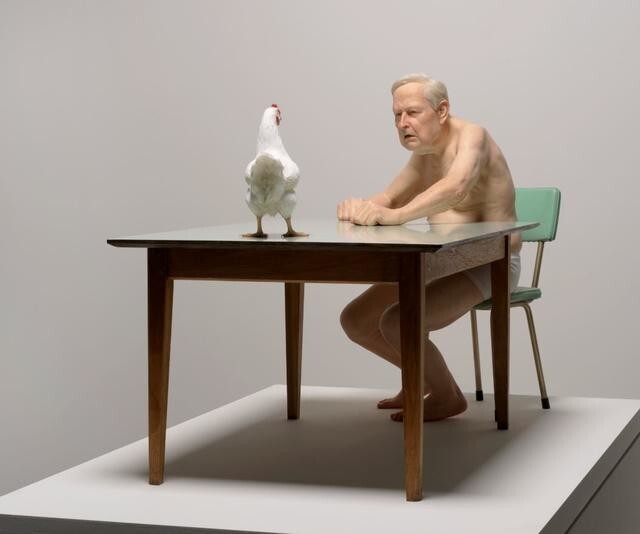 chicken / man by Ron Mueck