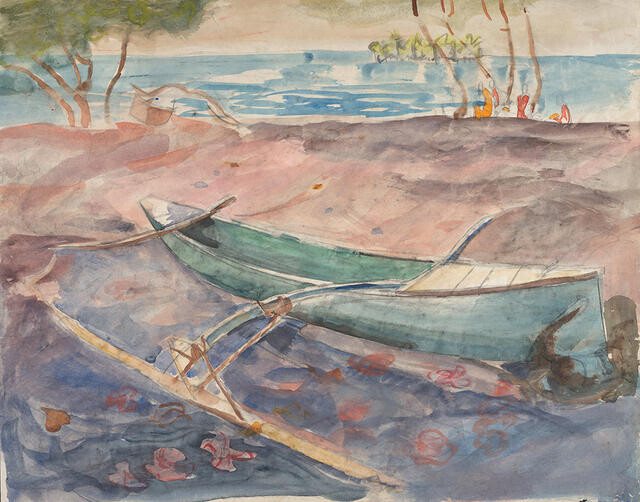 Outrigger Canoe, Samoa by Olivia Spencer Bower