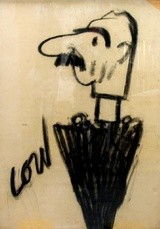 David Low Caricature of Neville Chamberlain. Chalk. Collection of Christchurch Art Gallery Te Puna o Waiwhetū, donated by Maureen Raymond, 1941