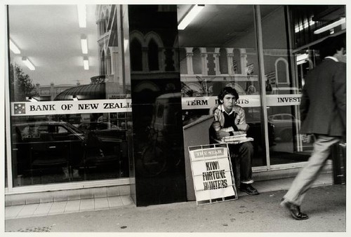 David Cook, Newspaper Seller, Hereford Street, photograph, 1983.