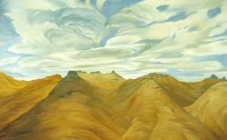 William Sutton Te Tihi o Kahukura and Sky 1 1976. Oil on Canvas. Purchased 1978