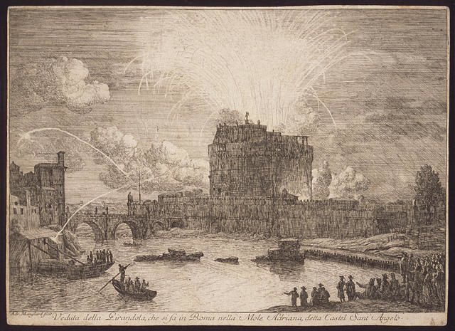 Veduta della Girandola, che si fa in Roma nella Mole Adriana, detta Castel Sant’Angelo