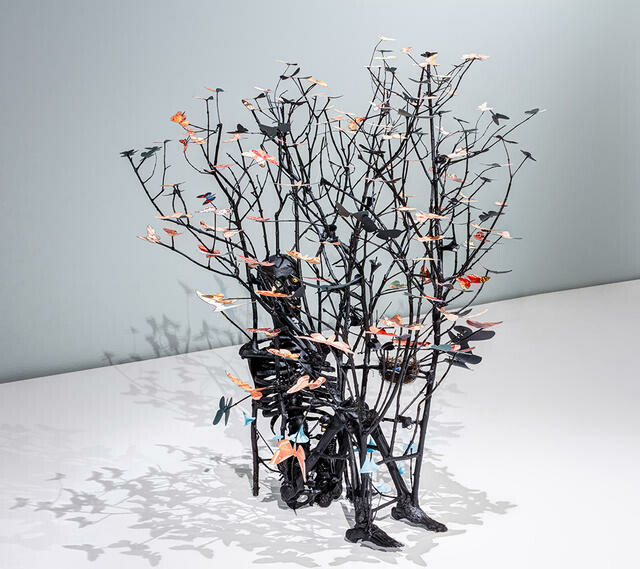Jennifer Rendall Crouches with moths | Christchurch Art Gallery Te Puna o Waiwhetū