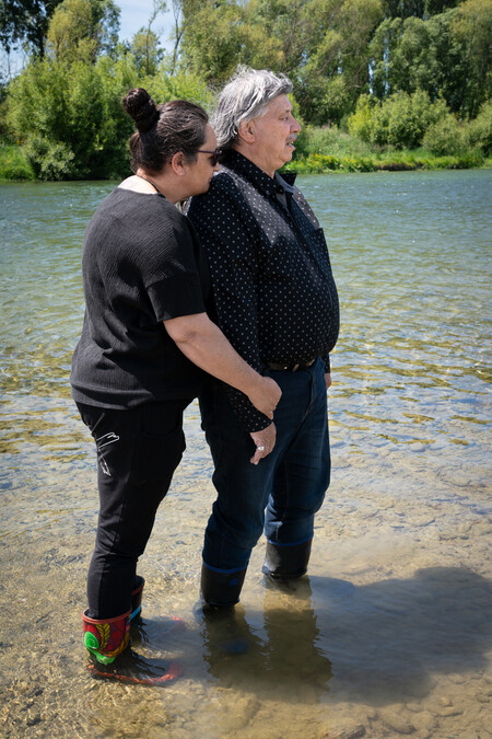 Anne Noble John Henry (Kāi Tahu, Te Rūnanga o Arowhenua) and Mel Henry (Kāi Tahu, Waitaha, Kāti Māmoe, Te Rūnanga o Moeraki, Te Rūnanga o Waihao), Ōpihi River 2023. Digital print, pigment on paper. Collection of Te Rūnanga o Ngāi Tahu