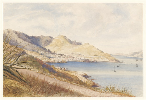 Thomas Cane Port Lyttelton, N.Z., March 9, 1874 from Nature 1874. Watercolour. Collection of Christchurch Art Gallery Te Puna o Waiwhetū, purchased 2003