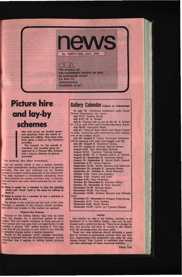 Canterbury Society of Arts News, number 32, July 1970