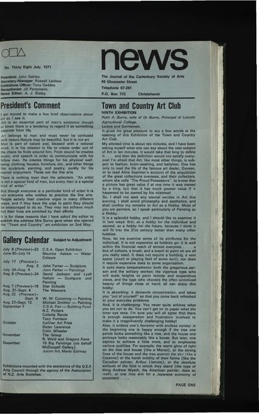 Canterbury Society of Arts News, number 38, July 1971