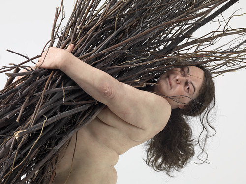 Ron Mueck Woman with sticks (detail) 2008. Silicone, polyurethane, steel, wood, synthetic hair, ed. 1/1. Anthony d'Offay. © Ron Mueck courtesy Anthony d'Offay, London. Photo: Mike Bruce