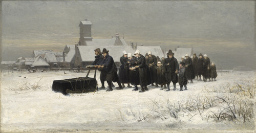 Petrus van der Velden Burial in the Winter on the Island of Marken [The Dutch Funeral] 1872. Oil on canvas. Collection of Christchurch Art Gallery Te Puna o Waiwhetū, gift of Henry Charles Drury van Asch, 1932